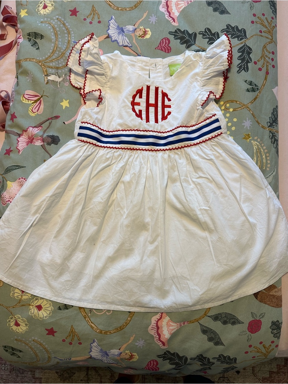 Red White & Blue 2T Monogrammed Dress
